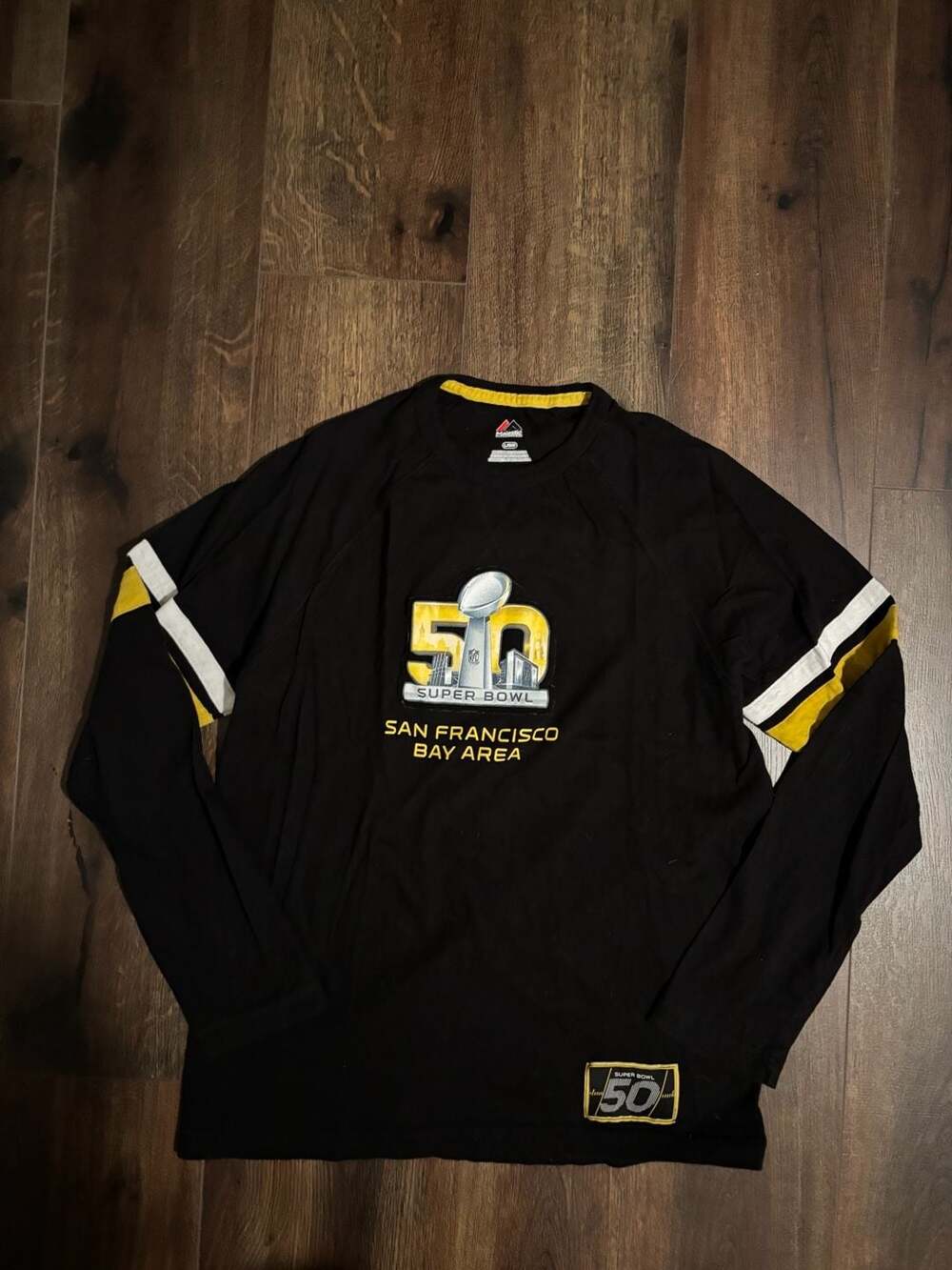 Majestic Super Bowl 50 San Francisco Bay Area Long Sleeve T-Shirt Size L